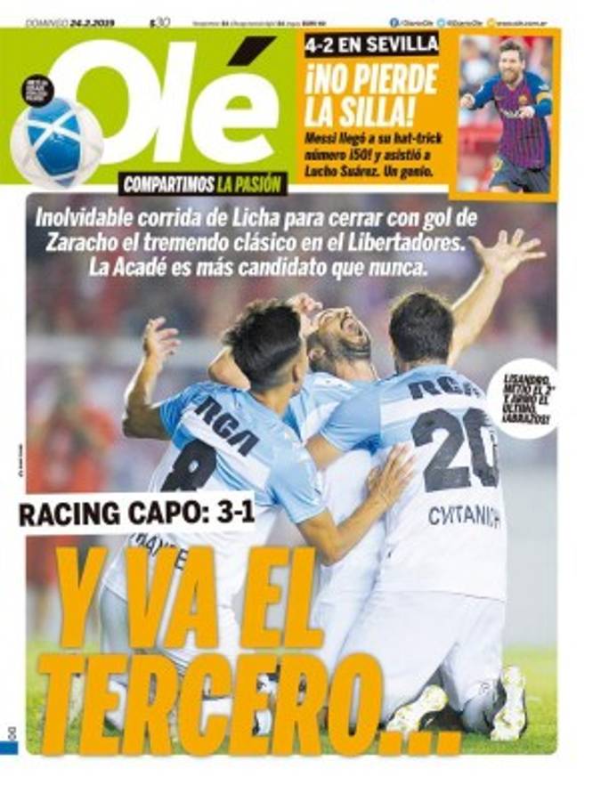 Así lucen las portadas del mundo el día después del hattrick de Messi al Sevilla