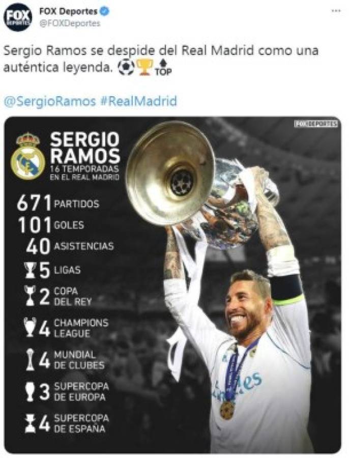 Ramos ya se pronunció: Medios y personajes de fútbol despiden en halagos al español del Real Madrid