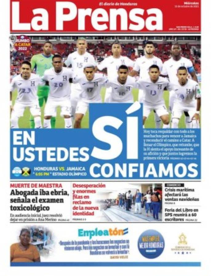 'Seguimos creyendo en la 'H' hasta el final'': Lo que dice la prensa antes del decisivo Honduras-Jamaica