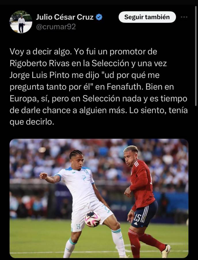 La reacción de Costly, el gran señalado de la prensa de Honduras y directivo atiza contra Rougier