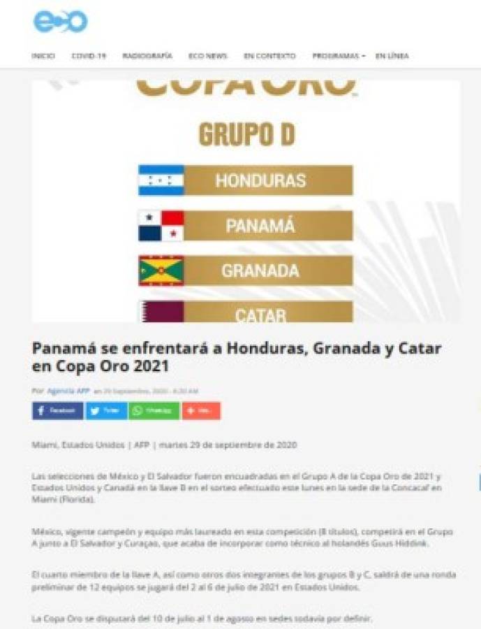 'El Grupo de la Muerte': Lo que dice la prensa de Panamá sobre Honduras y sus rivales en Copa Oro