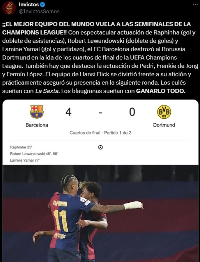 Serie liquidada, semifinales a la vista: así reaccionó la prensa tras la goleada del Barcelona al Dortmund en Champions