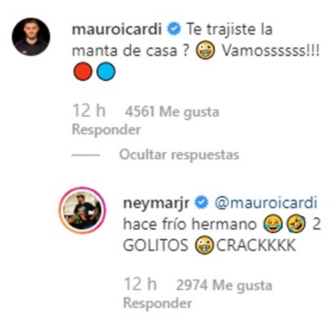 Icardi se burla de Neymar y el brasileño le contesta: ''¿Te trajiste la manta de casa?''