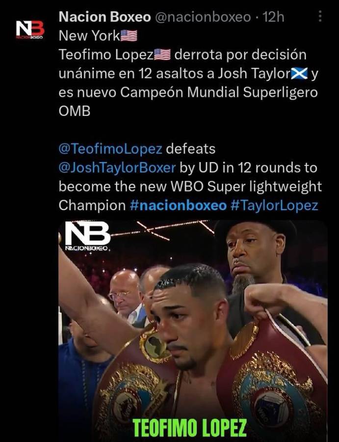 Así reaccionó la prensa internacional a la victoria de Teófimo López ante Josh Taylor por el cinturón OMB del peso superligero