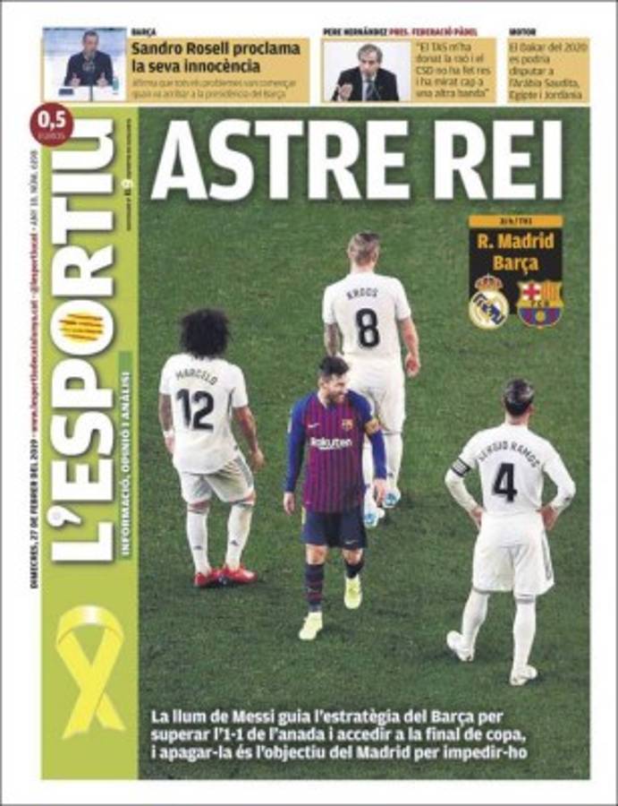Lionel Messi se roba las portadas del clásico Real Madrid vs Barcelona en Copa del Rey  