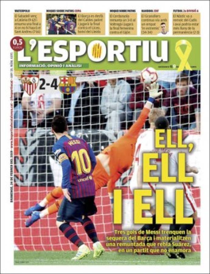 Así lucen las portadas del mundo el día después del hattrick de Messi al Sevilla