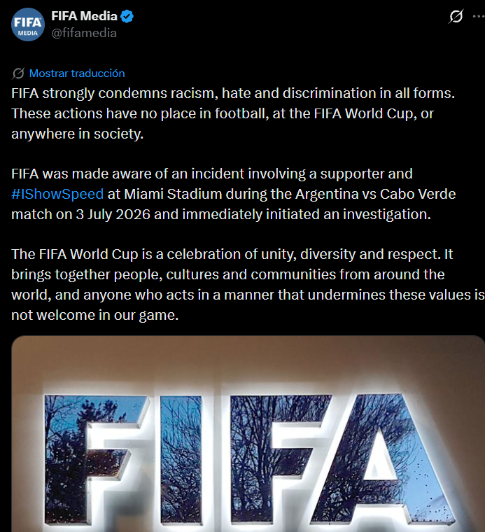 La determinación de FIFA con Argentina por lo que le hicieron a Speed en el estadio
