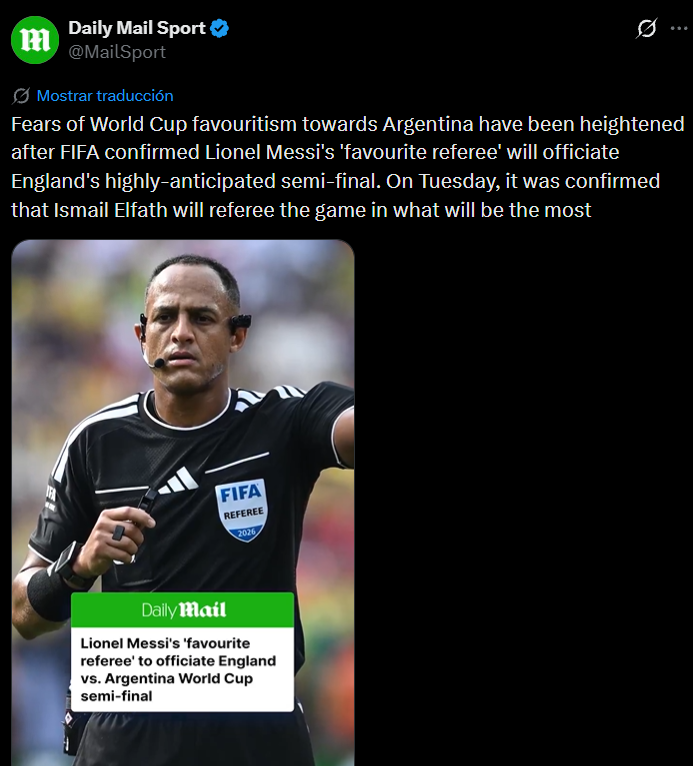 FIFA les concedió el deseo: la denuncia por el árbitro del Inglaterra - Argentina