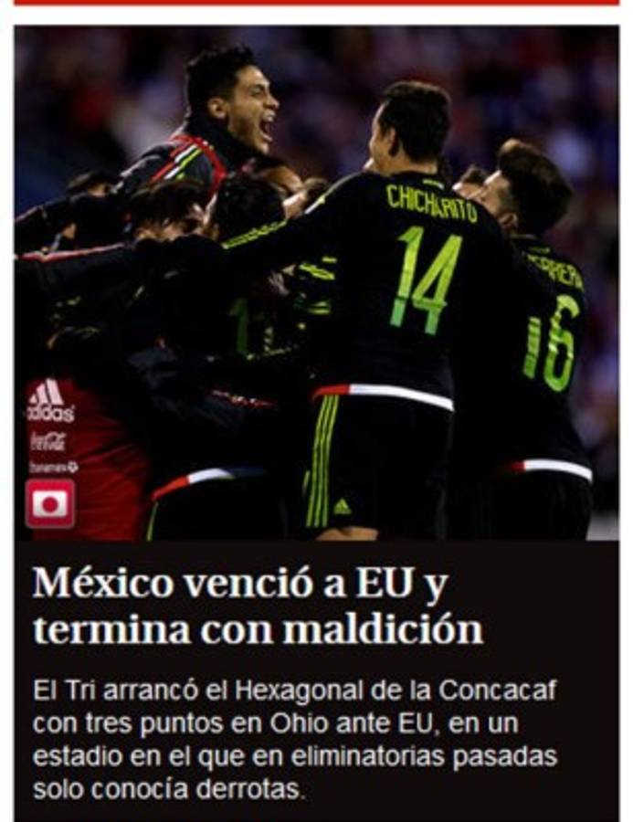 'Adiós fantasmas', 'El tri congeló Columbus', la prensa de México vibra con triunfo ante Estados Unidos