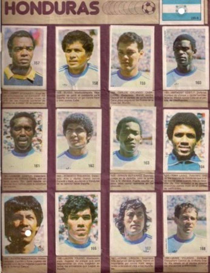 Así lucieron los jugadores hondureños en el álbum del Mundial de España 82