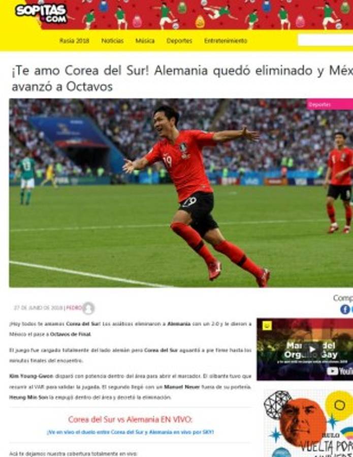 Así ve la prensa mundial el pase de México a los octavos de Rusia 2018