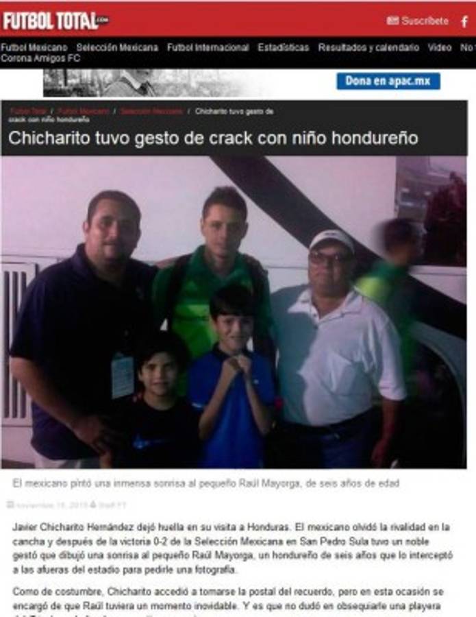 Gesto de Chicharito Hernández en Honduras le dio la vuelta a México
