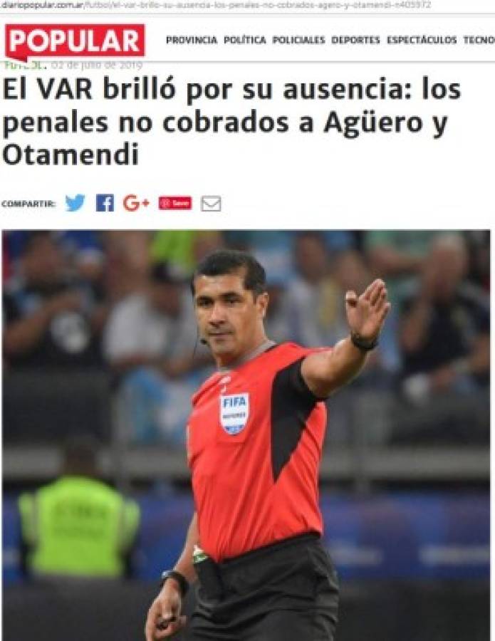 La prensa argentina culpa al árbitro de la derrota contra Brasil: 'SinVARgüenzas'  