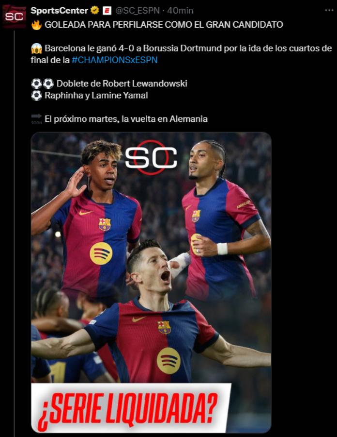 Serie liquidada, semifinales a la vista: así reaccionó la prensa tras la goleada del Barcelona al Dortmund en Champions