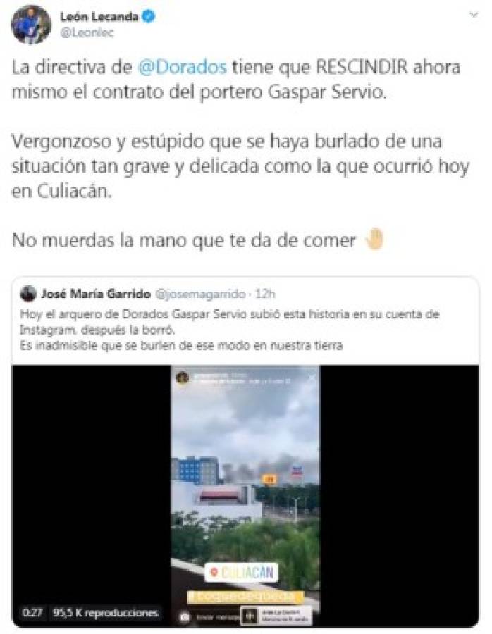 Lo que dicen en redes sociales de Gaspar Servio tras su polémico vídeo en Culiacán: 'Futbolista sin cerebro' 