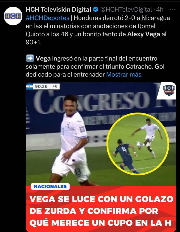 Es el mejor de Honduras Así se cierran bocas: la prensa hondureña alaba la actuación de Alexy Vega contra Nicaragua