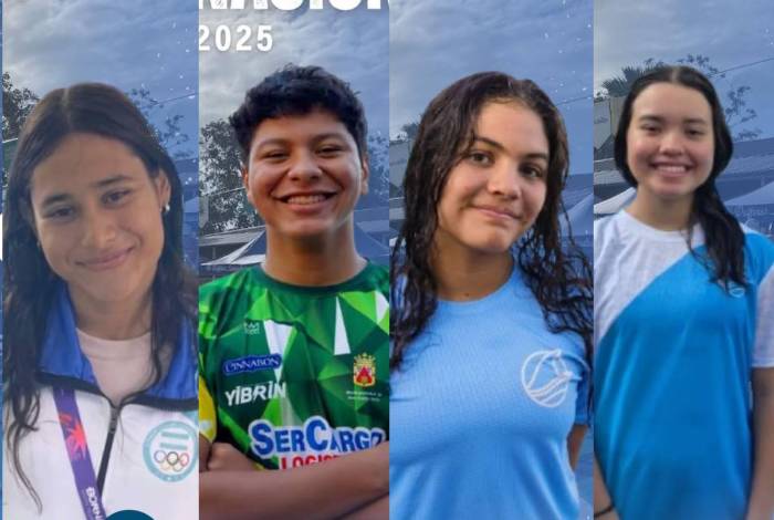 Daylin Benítez, Josué Matute, Giulliana Ramírez y Fernanda Varela, los nadadores que impusieron récords nacionales. Fotos cortesía Fehna.