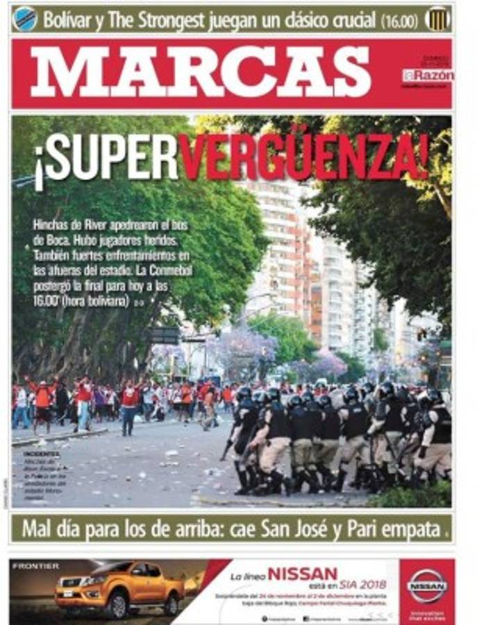 Pelotudos y la copa rota: Las portadas del escándalo del River Plate-Boca Juniors