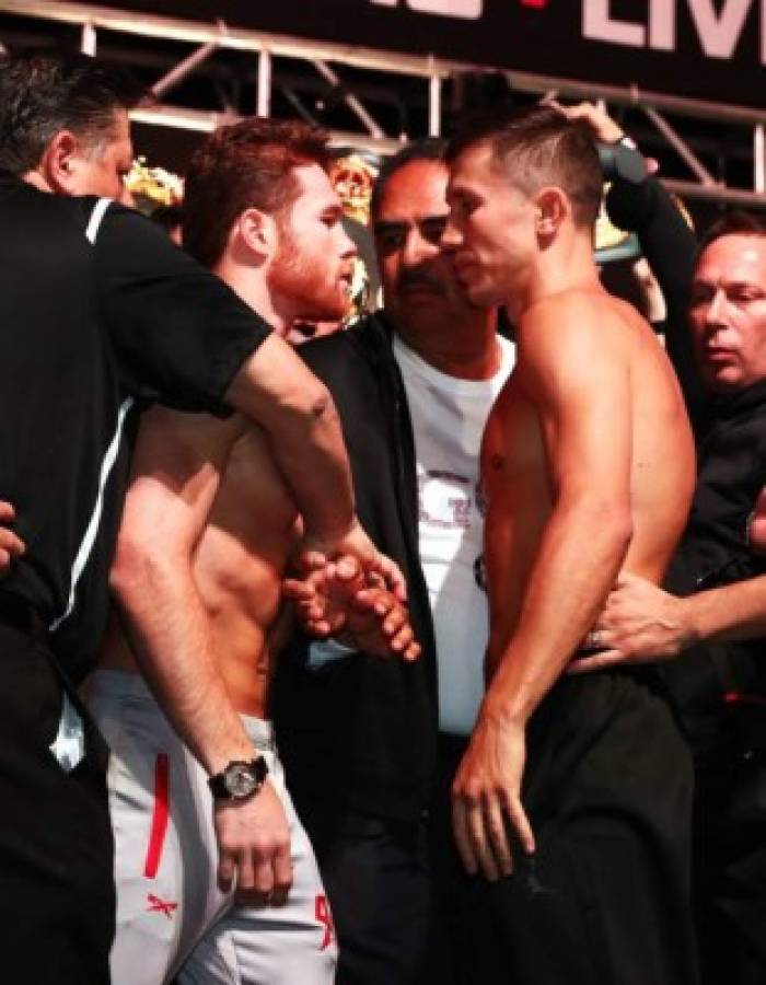 FOTOS: 'Canelo' Álvarez se calienta y pierde el control en el pesaje con Golovkin