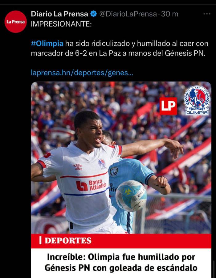Falta de respeto Humillante: la prensa crítica a los jugadores del Olimpia de Espinel tras recibir goleada histórica por Génesis