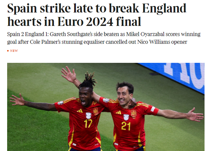 Lo que dice la prensa de Inglaterra tras perder otra final de la Eurocopa: “60 años de dolor; España nos rompe el corazón”
