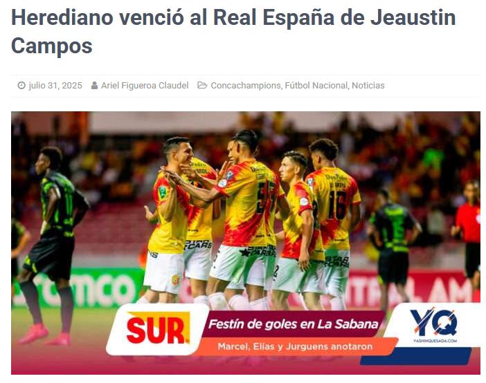 Herediano comió jamón catracho; dando pena: así reacciona la prensa por la caída de Real España en Costa Rica