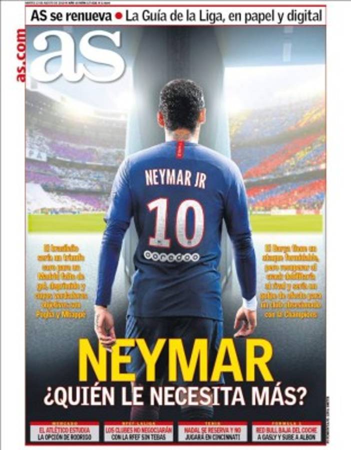 Neymar se roba las portadas en el mundo del futbol con su posible bombazo
