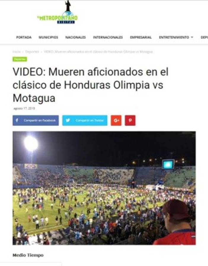 Lo que dice la prensa internacional sobre enfrentamientos entre barras del Olimpia y Motagua