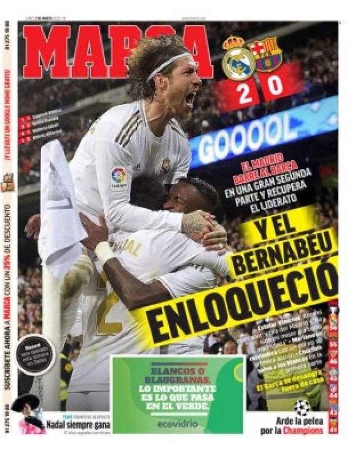 Así vienen las portadas por el mundo tras el triunfo del Real Madrid en el clásico