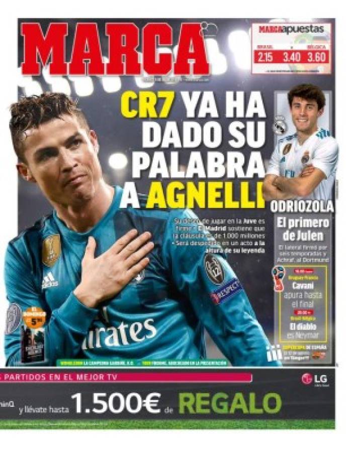 Medios españoles despiden a CR7 y los italianos le dan la bienvenida