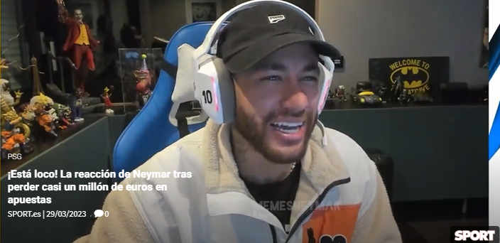 “¡Está loco!”, publicó el diario Sport luego de que Neymar perdiera casi un millón de euros apuestas online.