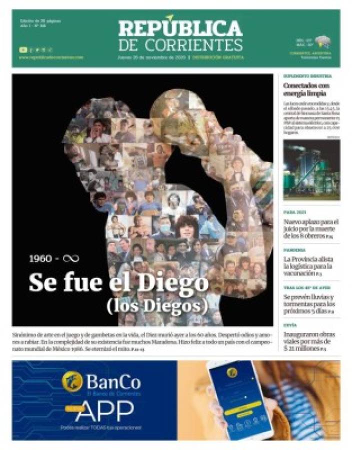 'D10s ya está en el cielo': Las portadas del mundo el día después de la muerte de Diego Maradona