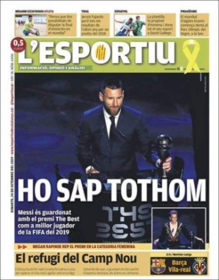 Lo que dicen las portadas del mundo sobre el 'The Best' conquistado por Messi