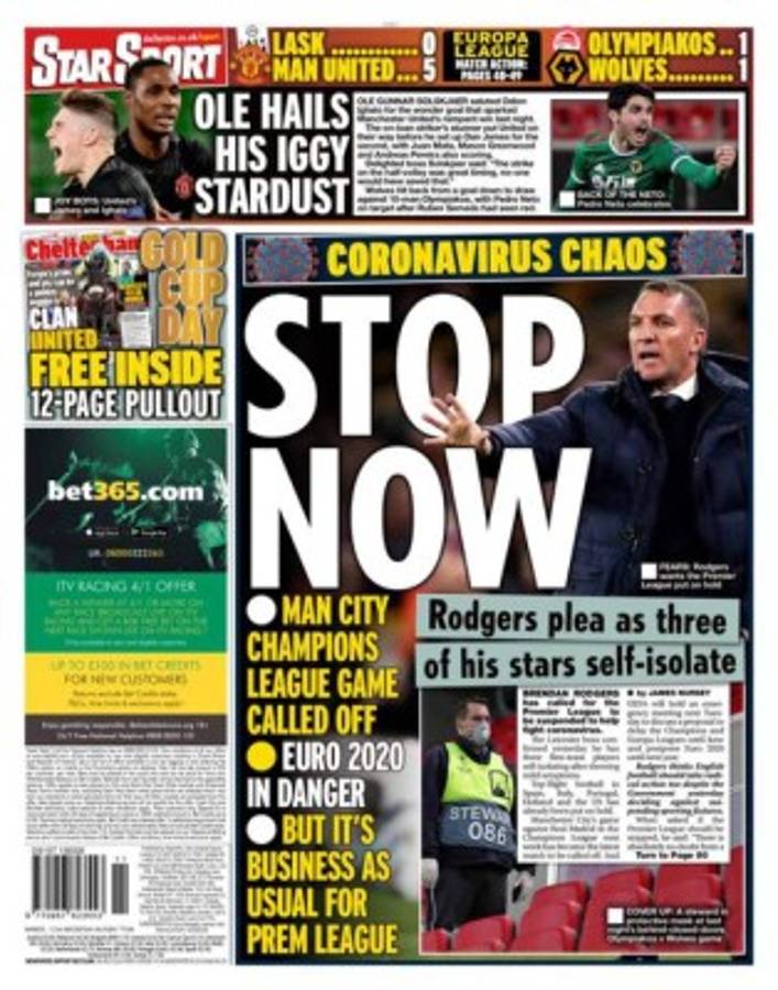 La pandemia del coronavirus se roba las portadas deportivas por el mundo: 'Stop ya'