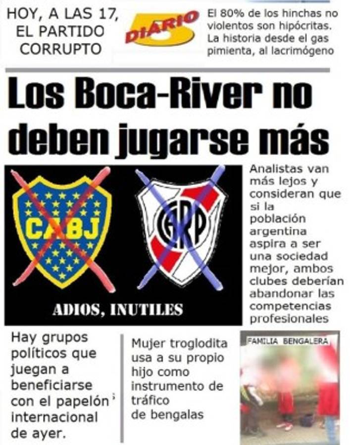 Pelotudos y la copa rota: Las portadas del escándalo del River Plate-Boca Juniors