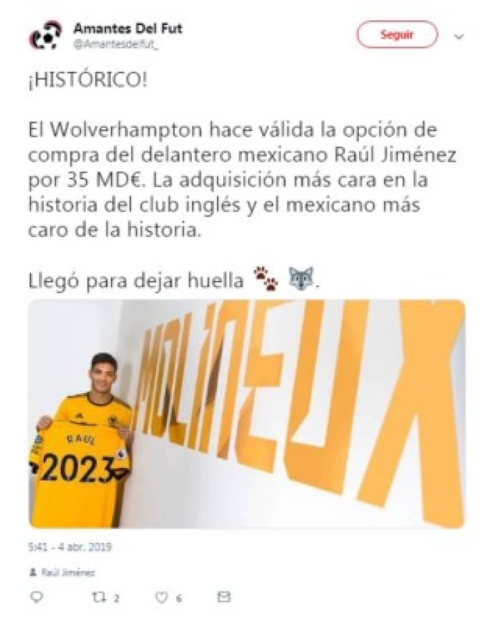Lo que dice la prensa mundial sobre el fichaje de Raúl Jiménez: 'Histórico'