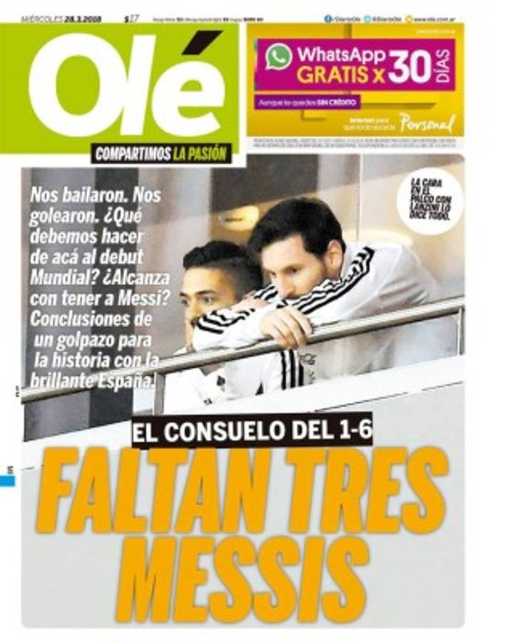 Sin piedad las portadas contra Argentina: 'Vergüenza mundial y Sampaliza'