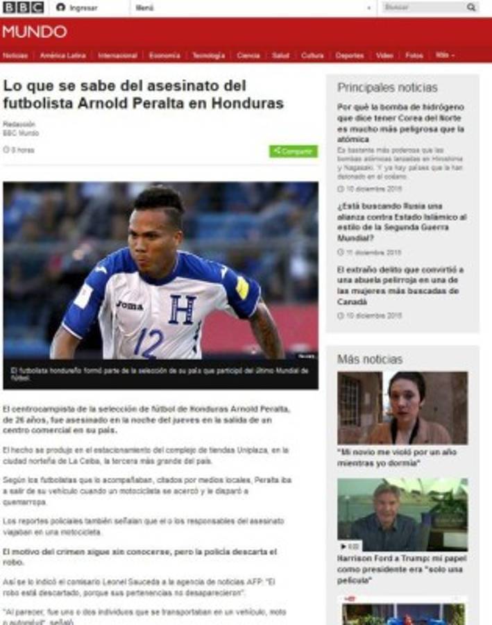 Honduras, en boca de todo el mundo por asesinato de Arnold Peralta