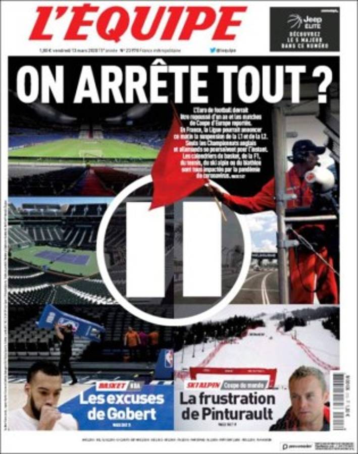 La pandemia del coronavirus se roba las portadas deportivas por el mundo: 'Stop ya'