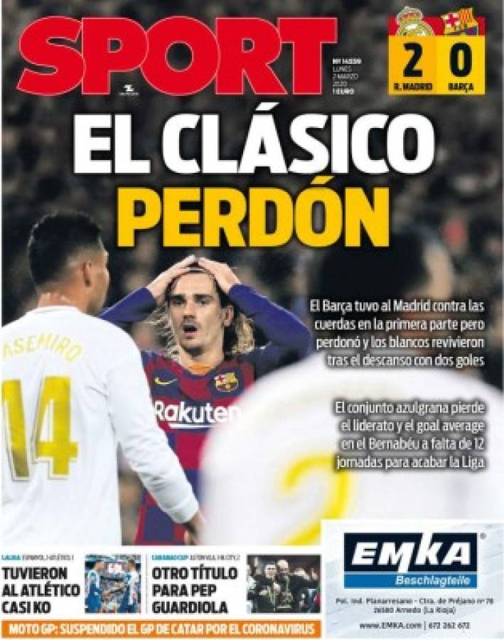 Así vienen las portadas por el mundo tras el triunfo del Real Madrid en el clásico