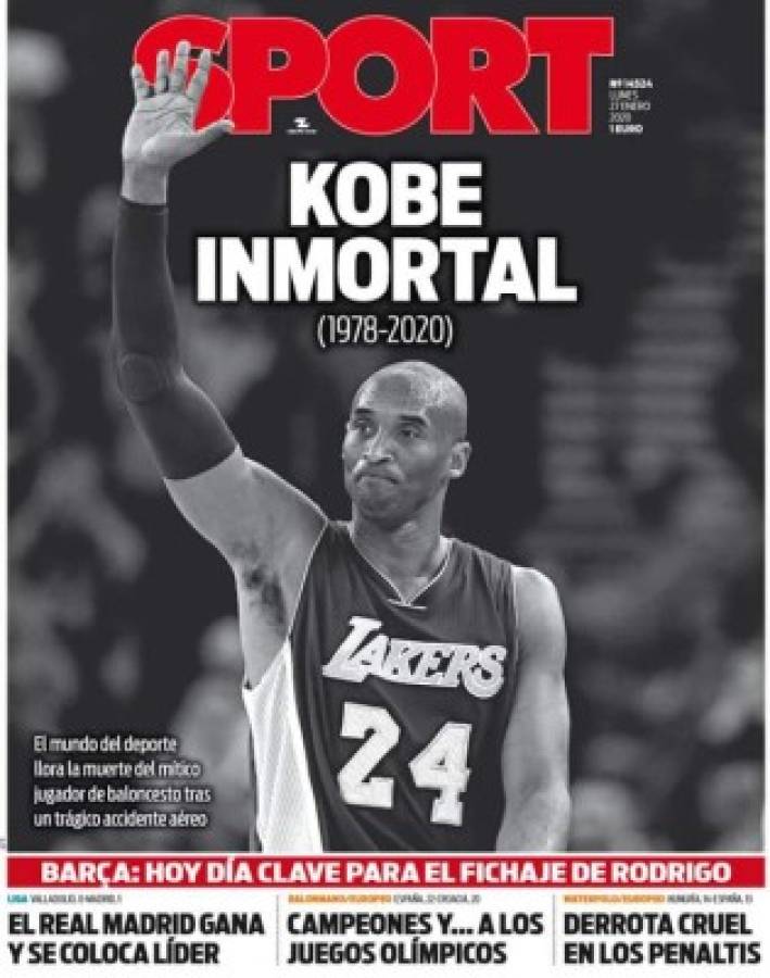 Tristes portadas: El deporte llora la muerte de Kobe Bryant, leyenda de la NBA