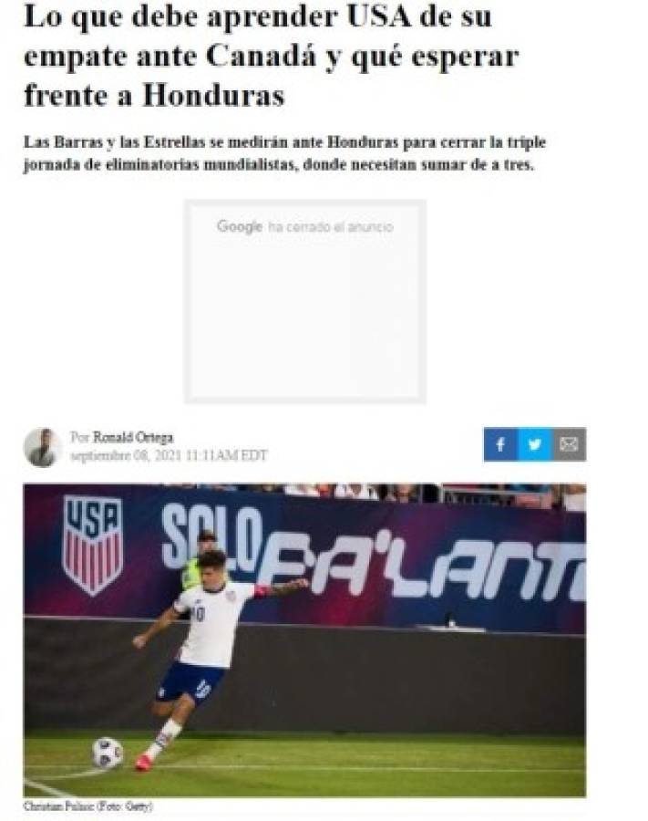 Pollitos tiernos y al filo de la navaja: lo que dice la prensa sobre el Honduras-EEUU por las Eliminatorias  