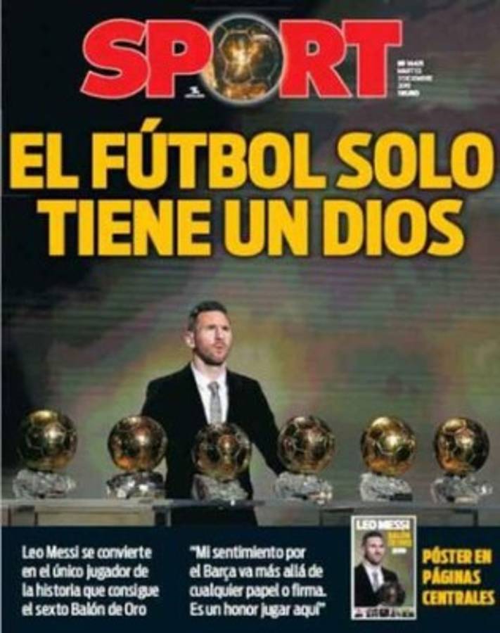 La prensa mundial se rinde ante Messi tras ganar su sexto Balón de Oro