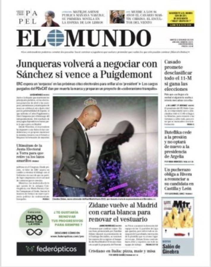 Las portadas por el mundo: Así titulan el regreso de Zidane al Real Madrid