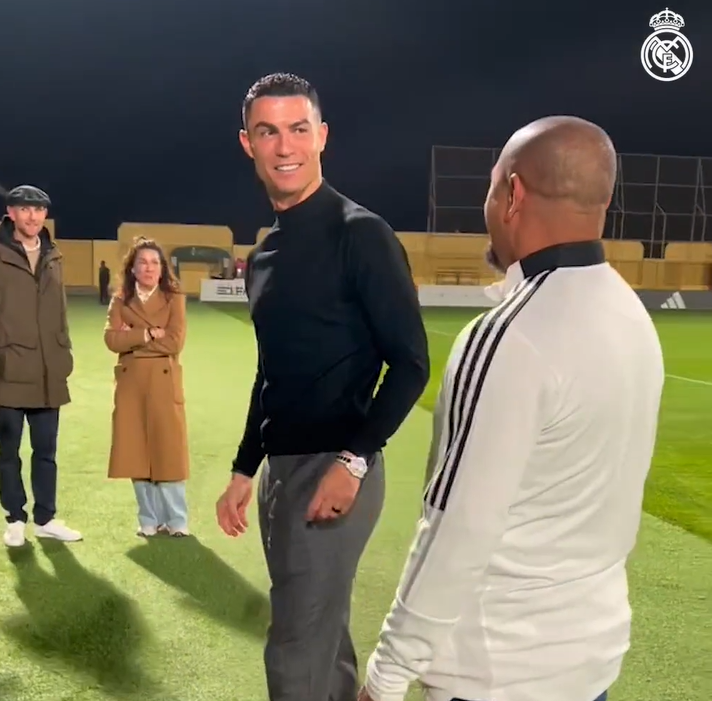 ¡Visita sorpresa! Así fue captado Cristiano Ronaldo en el entrenamiento del Real Madrid y su broma con los españoles