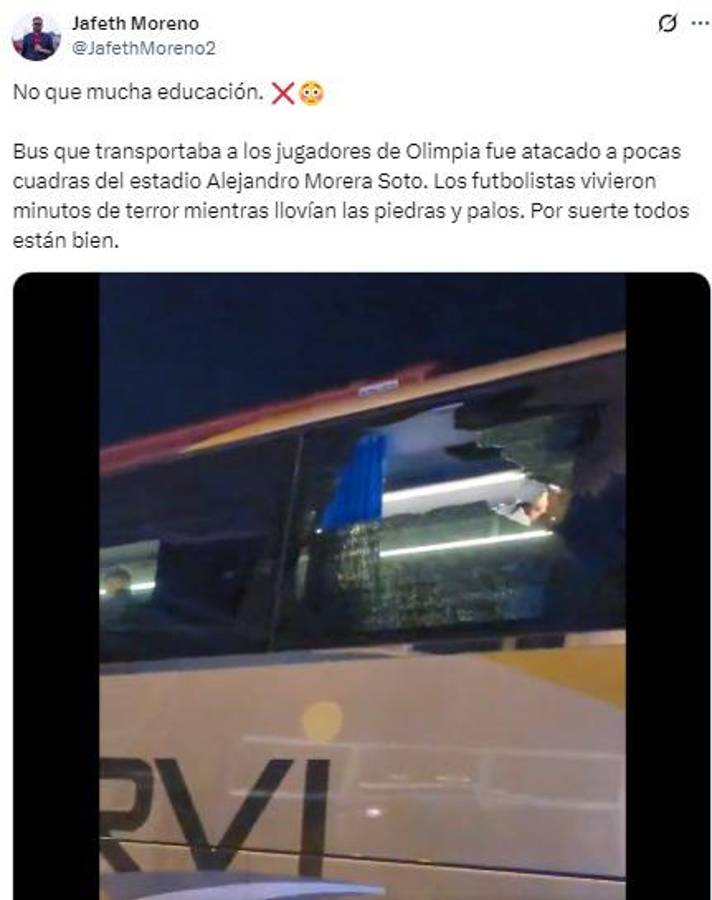 ¿Hay jugadores afectados?: así quedó el bus de Olimpia tras ataque en Costa Rica: No que mucha educación