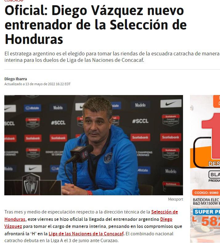 DT con gran experiencia y le desean éxito: Así reaccionó la prensa internacional sobre la llegada de Diego Vázquez a la Selección de Honduras