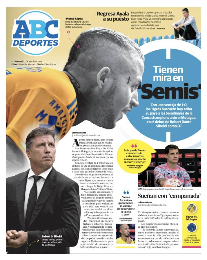 “Le vamos a meter tres al Motagua”, “Tigres va a resurgir”: Prensa mexicana ve de menos a las “Águilas” en El Volcán
