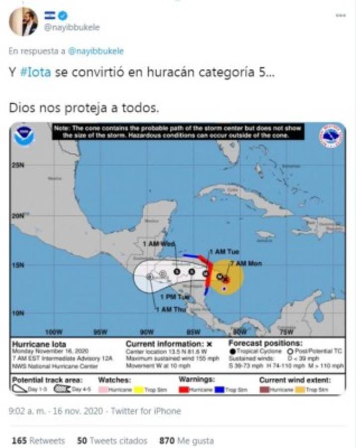 Lo que dicen los medios y en redes sobre el huracán Iota: 'Traerá vientos catastróficos”