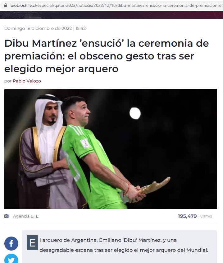 “Tu vulgaridad atenta contra la afición, la FIFA debería quitarte el premio”: explotan críticas contra Dibu Martínez por obscenso gesto